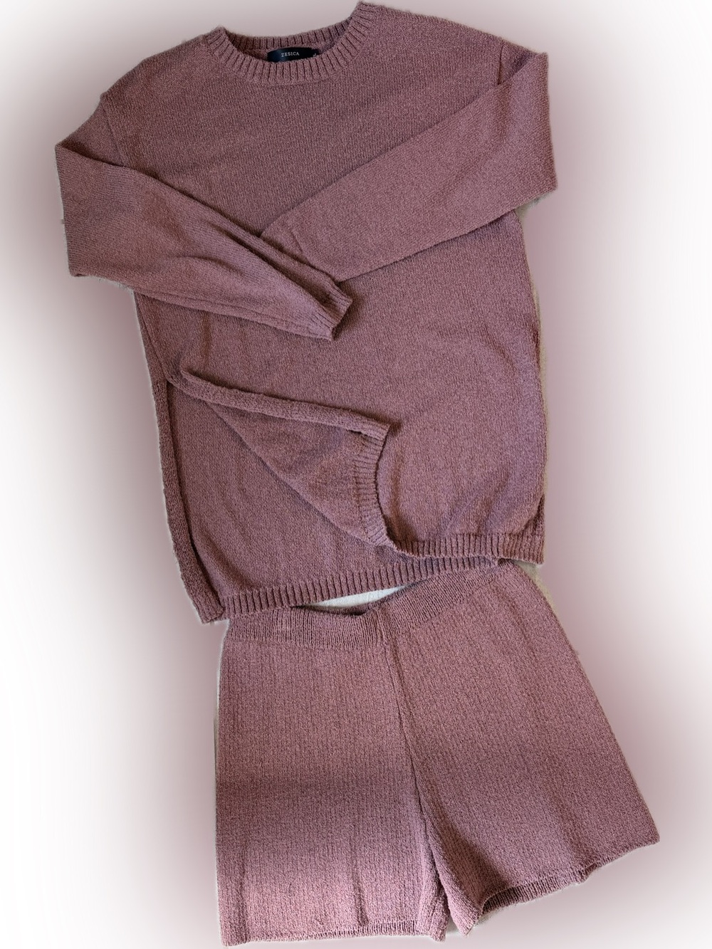 Women's Two-Piece Knit Lounge Set in Dusty Mauve